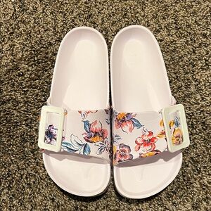 MIA Floral Slide Sandals - Pink and Multicolor